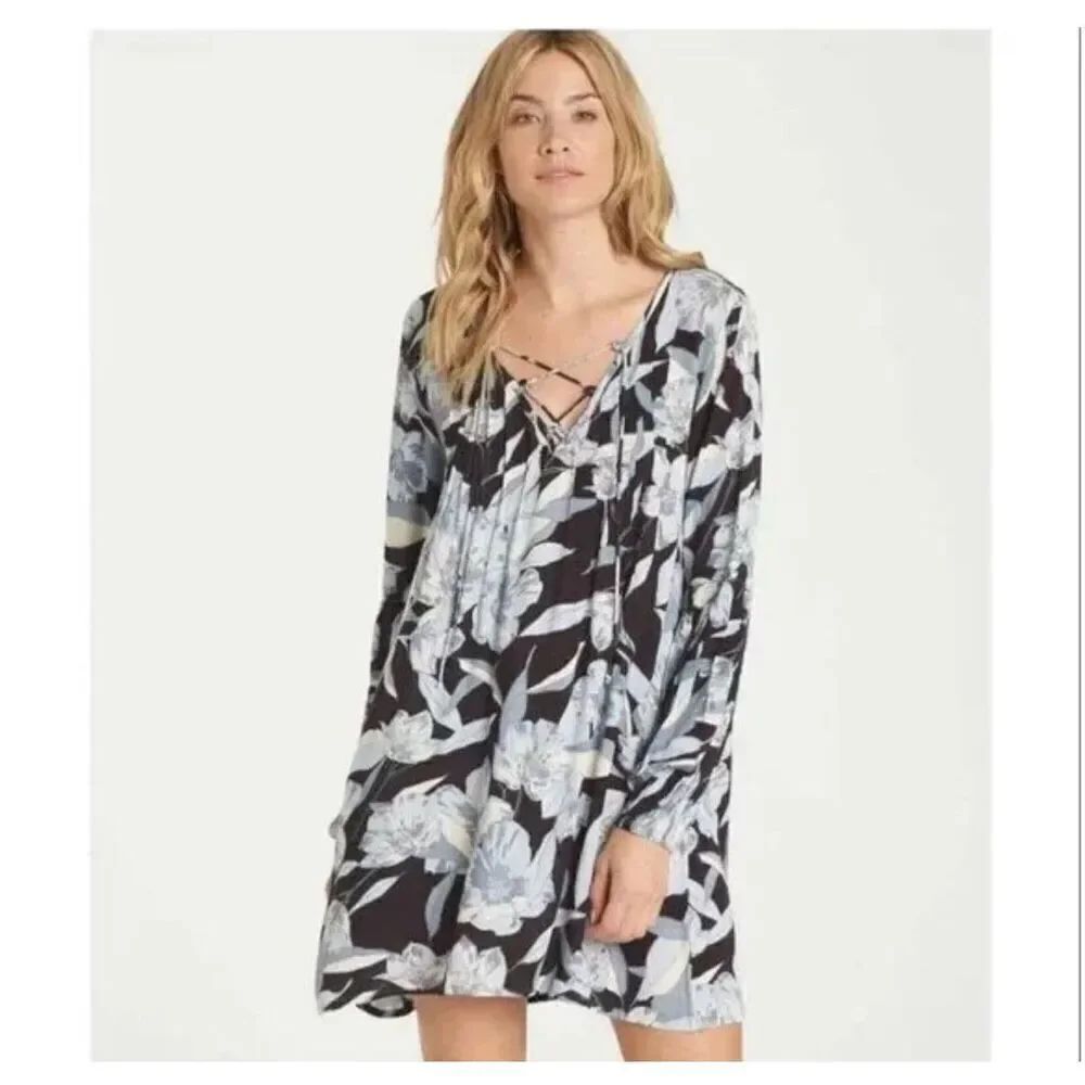 ✨Billabong Just Like You Floral Lace Up Sz Large Dress✨